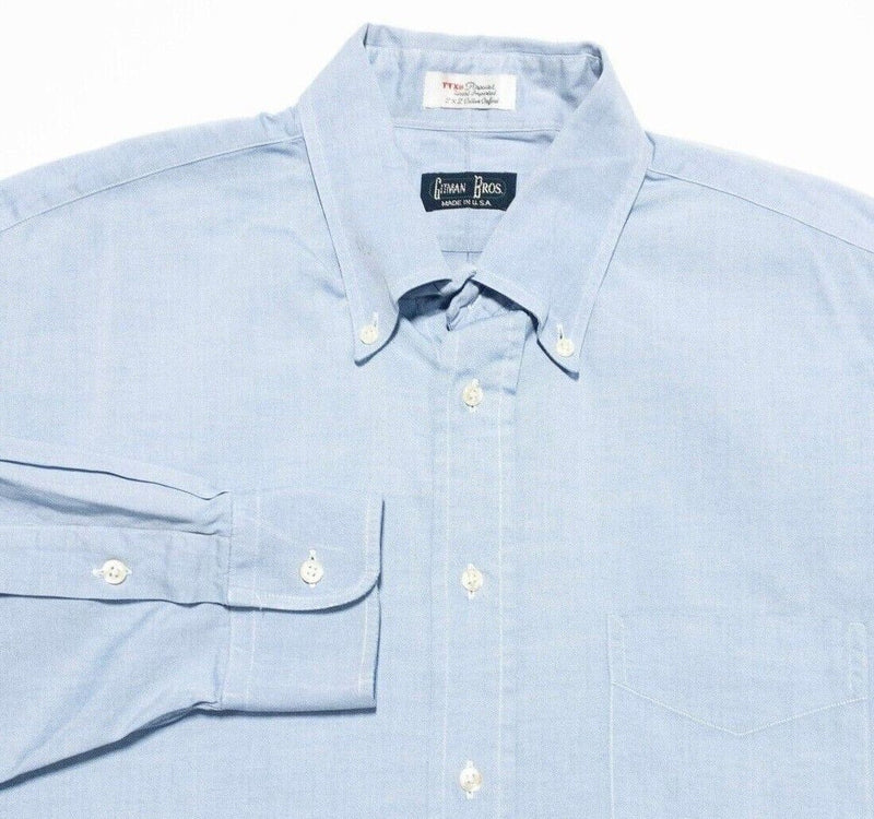 Gitman Bros. Vintage Shirt 17-33 Men's Dress Shirt Blue Button-Down USA