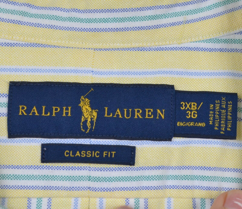 Polo Ralph Lauren Men's 3XB Big Classic Fit Yellow Striped Button-Down Shirt