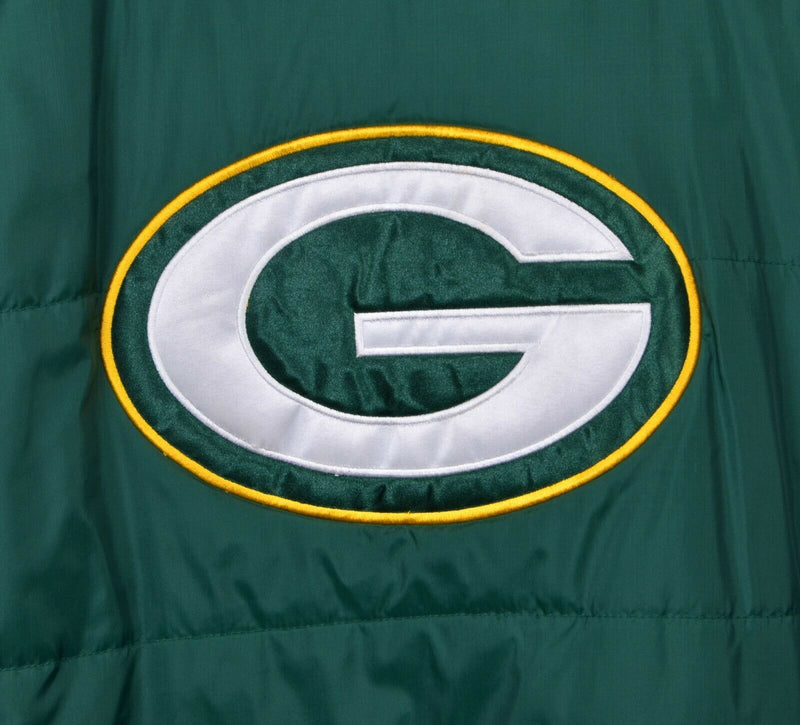 Green Bay Packers Men's Sz 2XL Packers Green Gold Full Zip Nylon Puffer Vest