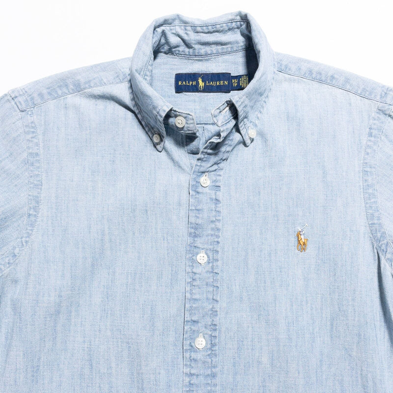 Polo Ralph Lauren Chambray Shirt Men's XS Button-Down Indigo Blue Denim Style