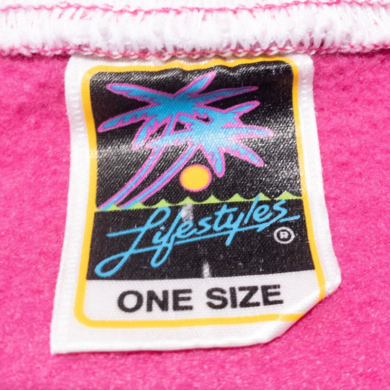 Vintage Winter Sweatshirt Adult Fits XL All Over AOP Lifestyles Puffy Print Pink