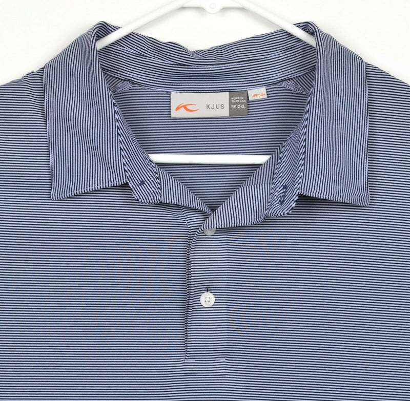 KJUS Men's Sz 56/2XL Blue Micro-Striped UPF 50+ Golf Soren Polo Shirt