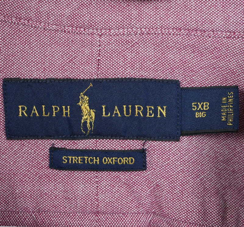 Polo Ralph Lauren Men's 5XB (5XL Big) Stretch Oxford Red Button-Down Shirt