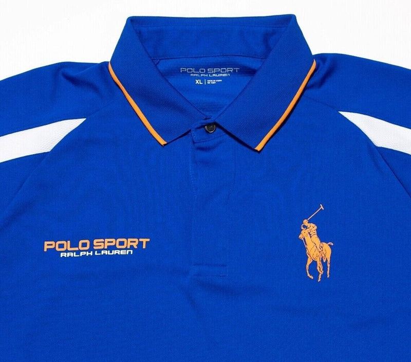 Polo Sport Ralph Lauren XL Men's Shirt Snap Collar Polo Big Pony Blue Orange