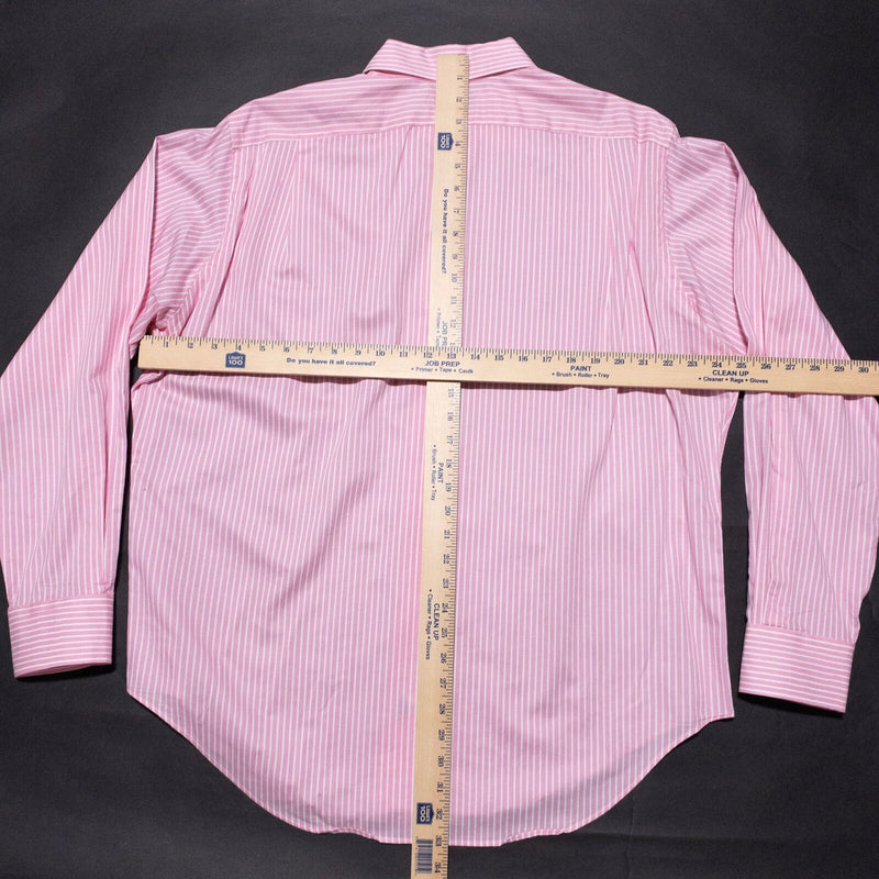 Polo Ralph Lauren Dress Shirt Men's Large Pink Striped Stanton Preppy Business