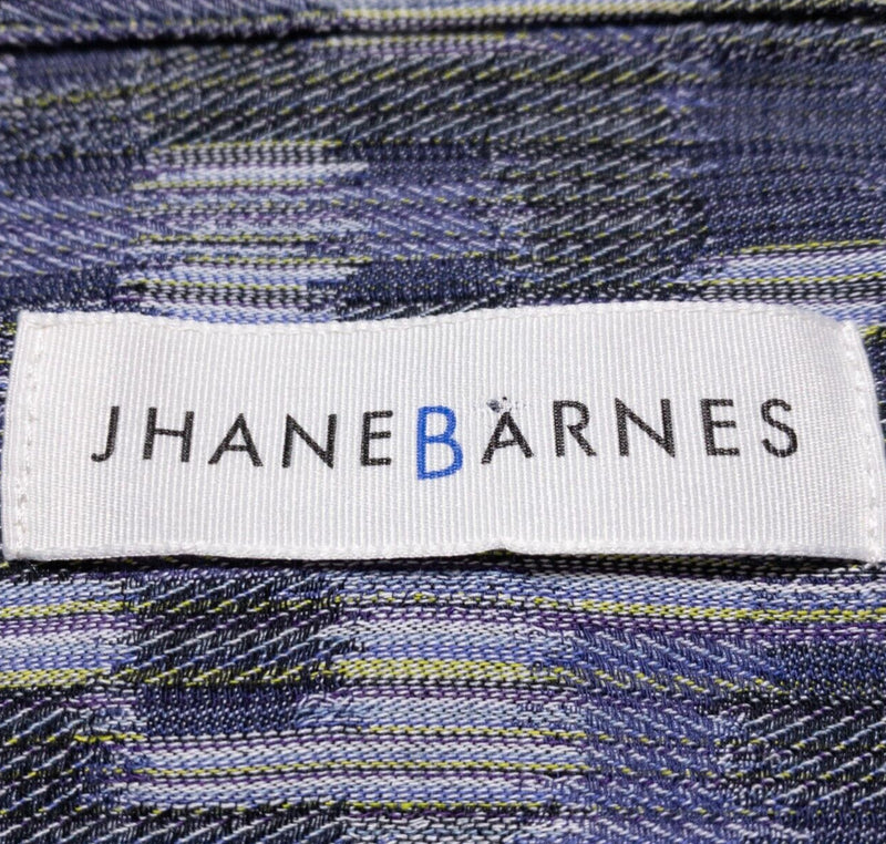 Jhane Barnes Shirt Men's Large Purple Geometric Long Sleeve Psychedelic Party