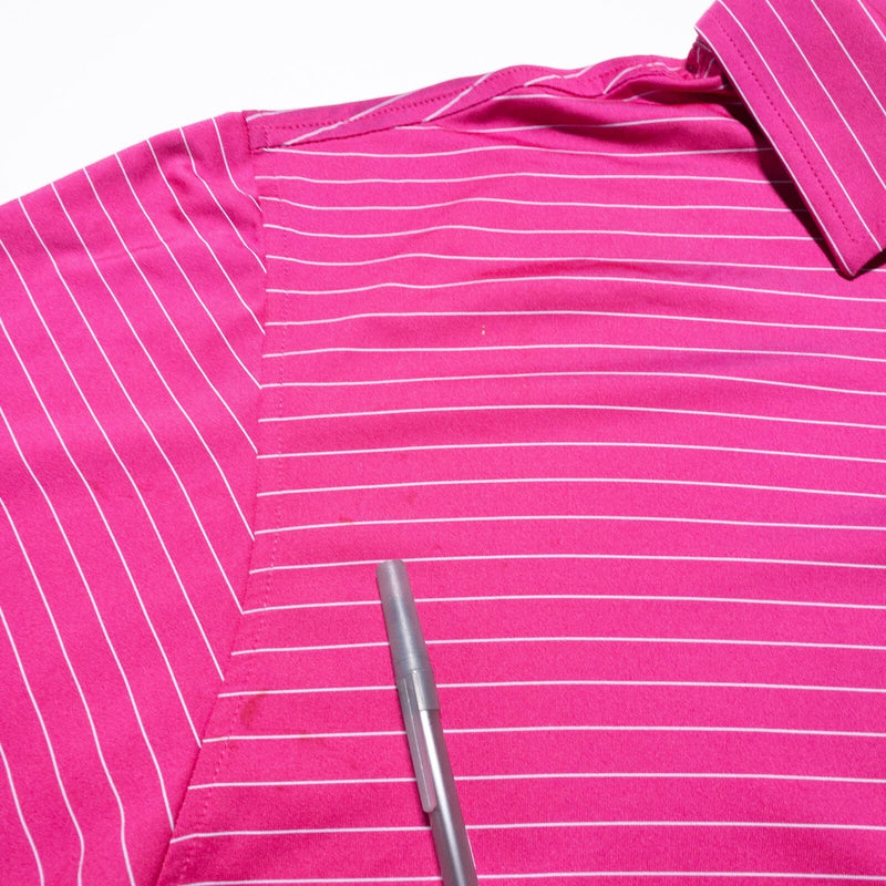 FootJoy Golf Shirt Men's Large Hot Pink Striped Wicking Performance Polo