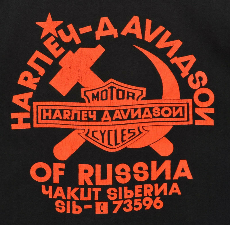 Vintage 90s Harley-Davidson Men's XL Hammer Sickle Soviet Russia T-Shirt