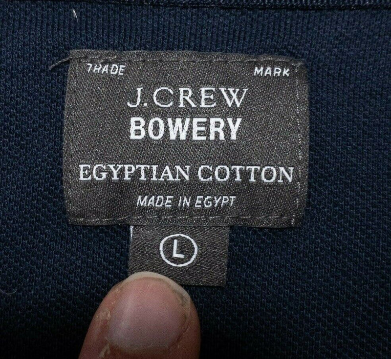 J. Crew Men's Bowery Polo Shirt Large Navy Blue Egyptian Cotton Pique Polo Shirt