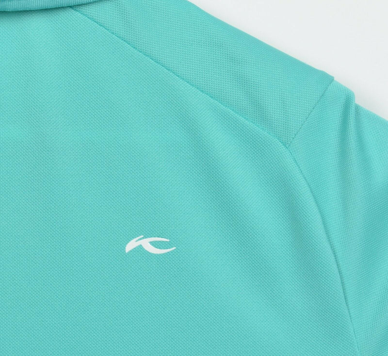 KJUS Men's Medium/50 Regular Turquoise Green/Blue Wicking Golf Luan Polo Shirt