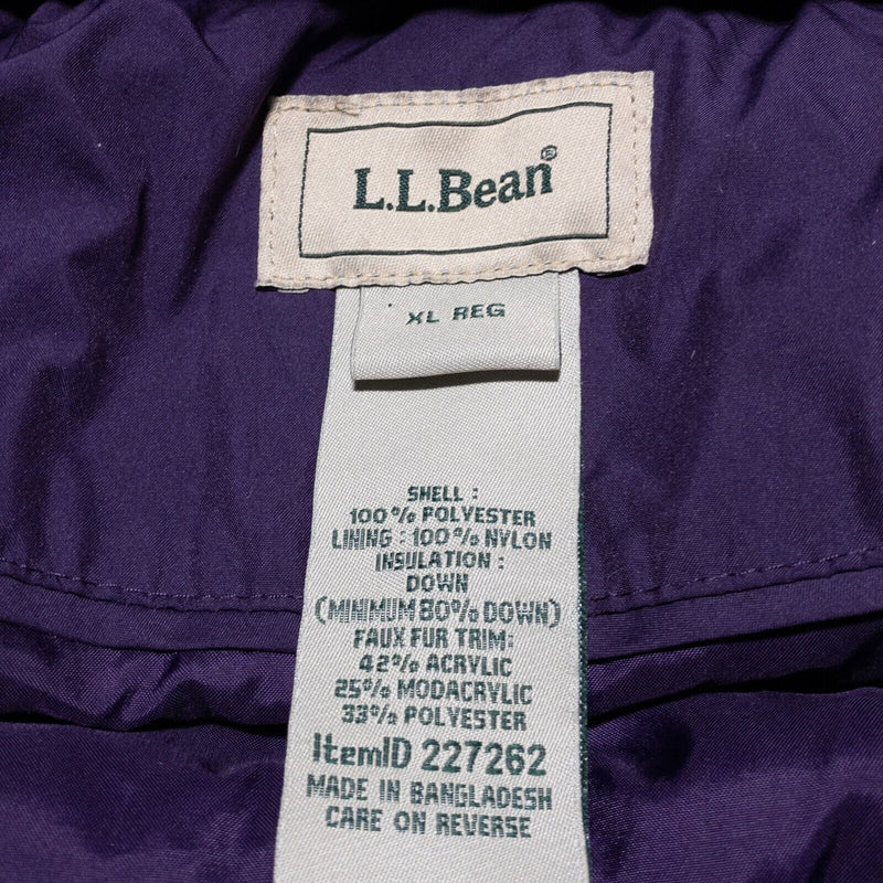 L.L. Bean Women's Ultrawarm Coat Women's XL Down Puffer Long Purple Faux Fur