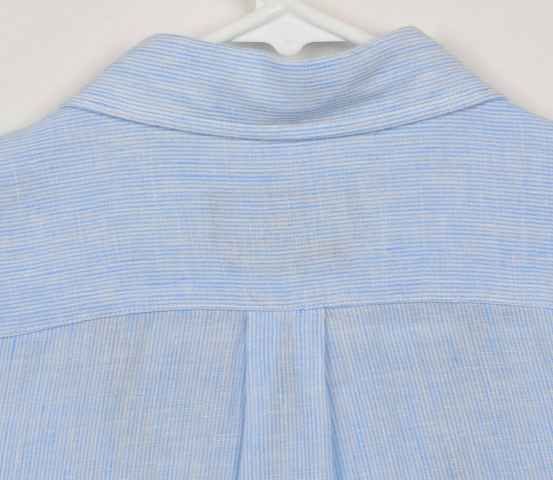 Vineyard Vines Men's Sz Medium Classic Fit 100% Linen Blue Whale Tucker Shirt