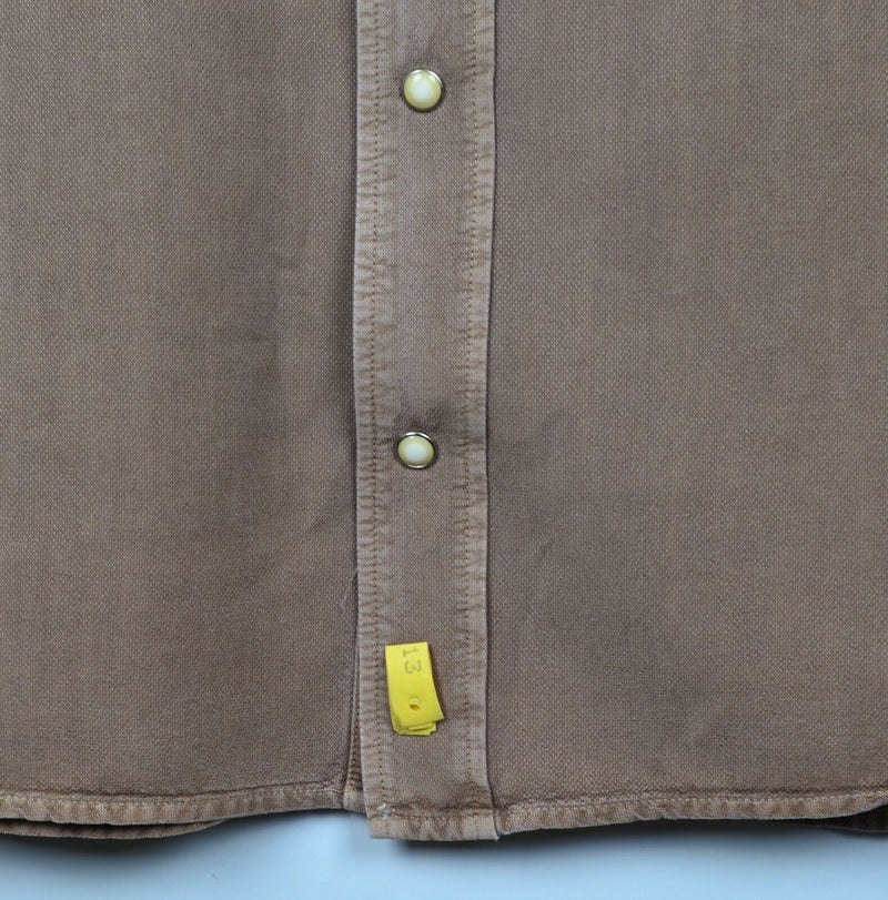 Ryan Michael Men's Large Pearl Snap Tencel Viscose Beige Western Shirt