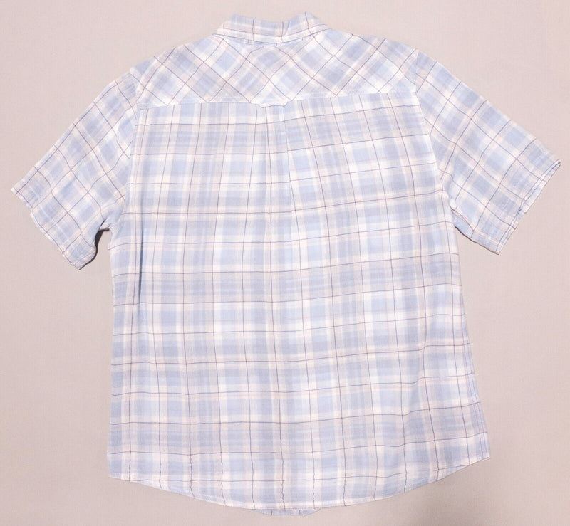Carbon 2 Cobalt Button Shirt Medium Men's Blue Plaid Short Sleeve Button-Front