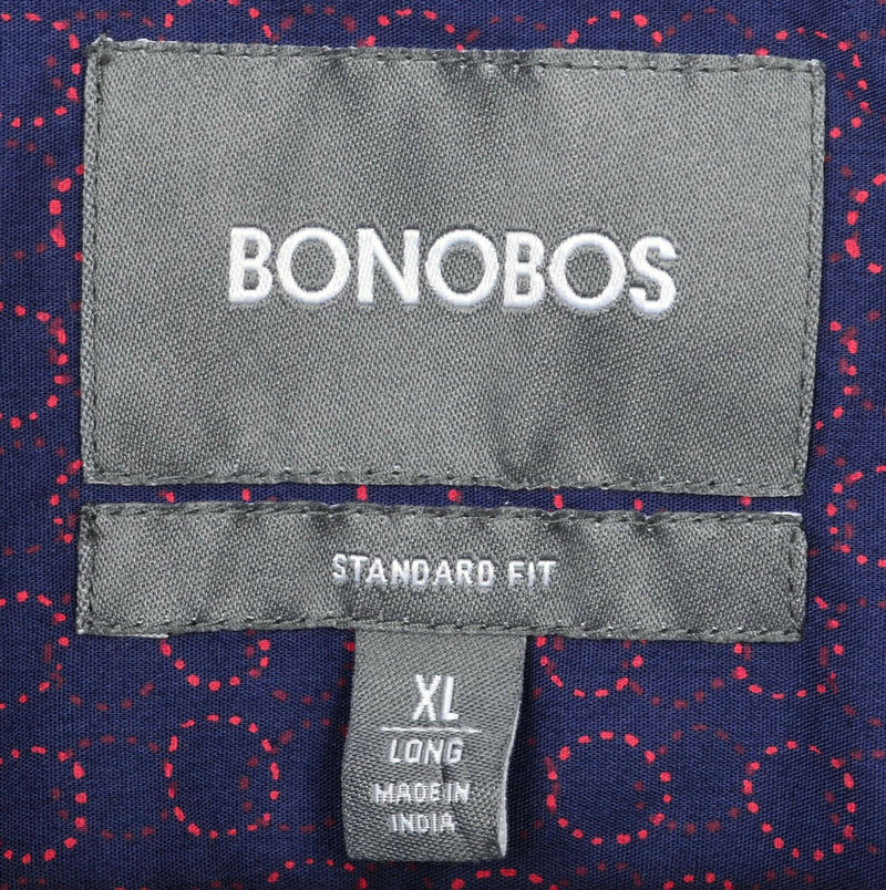 Bonobos Men's XL Long Standard Fit Navy Blue Circle Geometric Button-Down Shirt