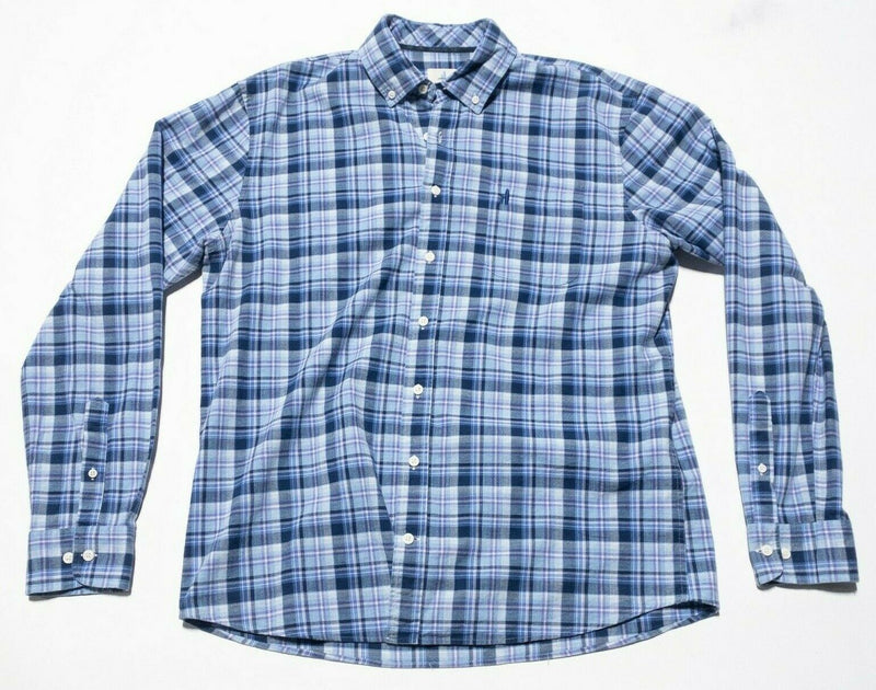 johnnie-O Hangin' Out Button-Down Shirt Blue Purple Plaid Preppy Men's Large