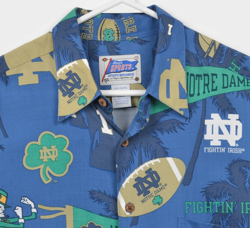 Notre Dame Men's Medium Reyn Spooner Football Pennant Shamrock Hawaiian Shirt