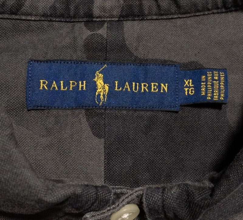 Polo Ralph Lauren Camo Shirt XL Men's Long Sleeve Button-Down Gray Camouflage