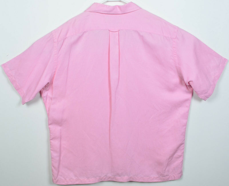 Polo Ralph Lauren Men's XL Solid Pink Silk Linen Blend Caldwell Camp Shirt