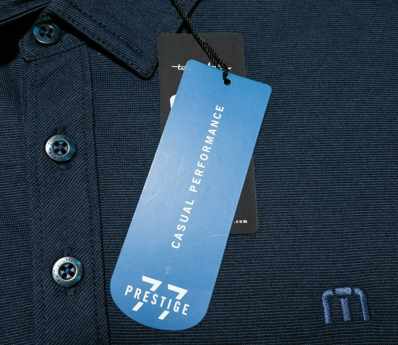 Travis Mathew XL Polo Men's Golf Shirt The Zinna Blue Indigo Black Prestige 77