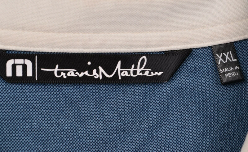 Travis Mathew Men's 2XL Heather Blue Contrast Collar Pima Cotton Poly Golf Shirt