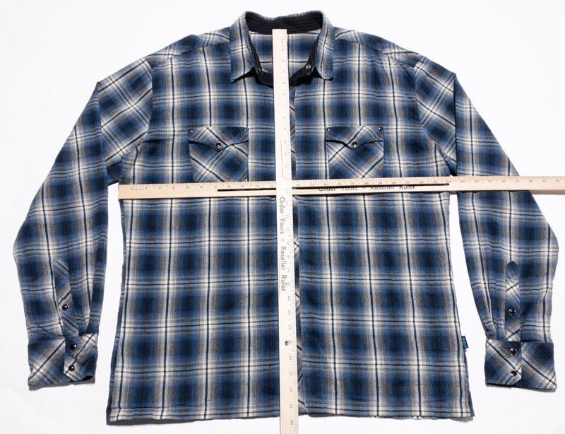 Kuhl Pearl Snap Shirt Men's 2XL Plaid Black Blue Western Outdoor Casual