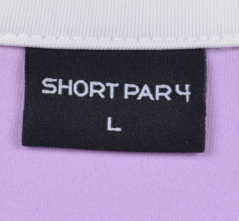 Short Par 4 by Greyson Men's Sz Large Lavender Purple White Golf Polo Shirt
