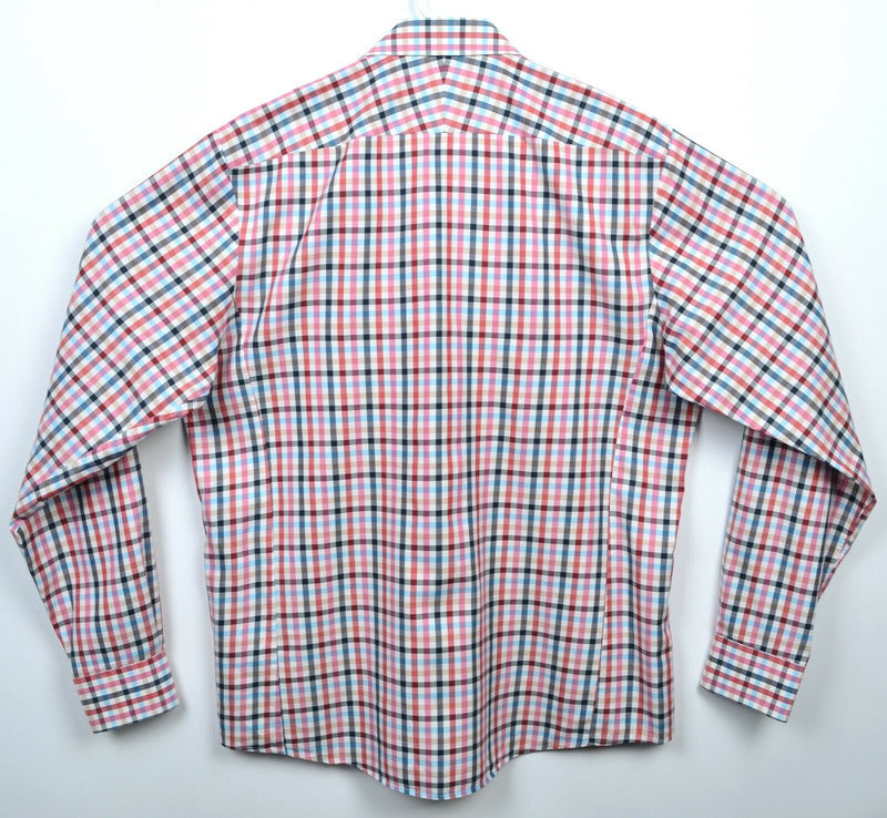 Thomas Pink Men's 16/41cm Slim Fit Red Pink Blue Check Button-Front Shirt