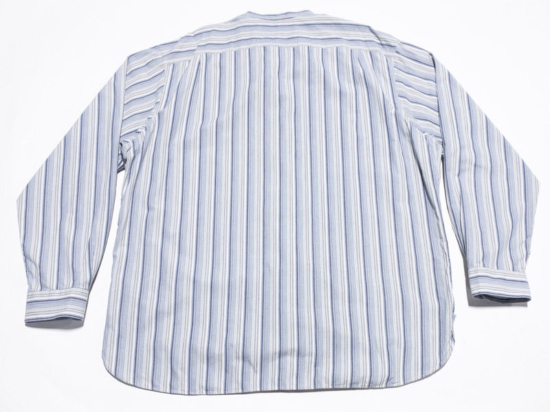 Polo Ralph Lauren Band Collar Shirt Men's XL Barnes Blue Stripe Long Sleeve