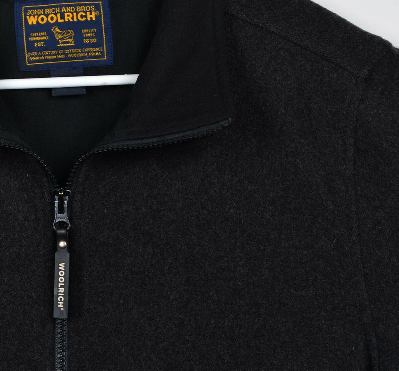 Woolrich Women's Sz Large 100% Wool Shell Lined Heather Black Full Zip Jacket
