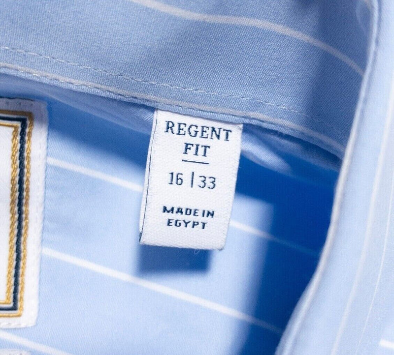 Brooks Brothers Thomas Mason 16-33 Regent Fit Men Luxury Dress Shirt Blue Stripe