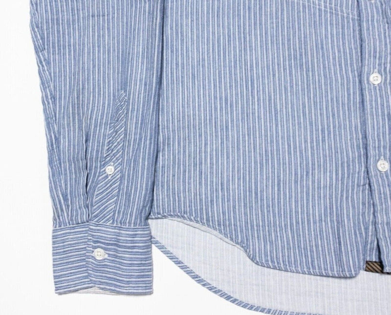 Billy Reid Shirt Medium Slim Men's Long Sleeve Italy Blue Striped Button-Down