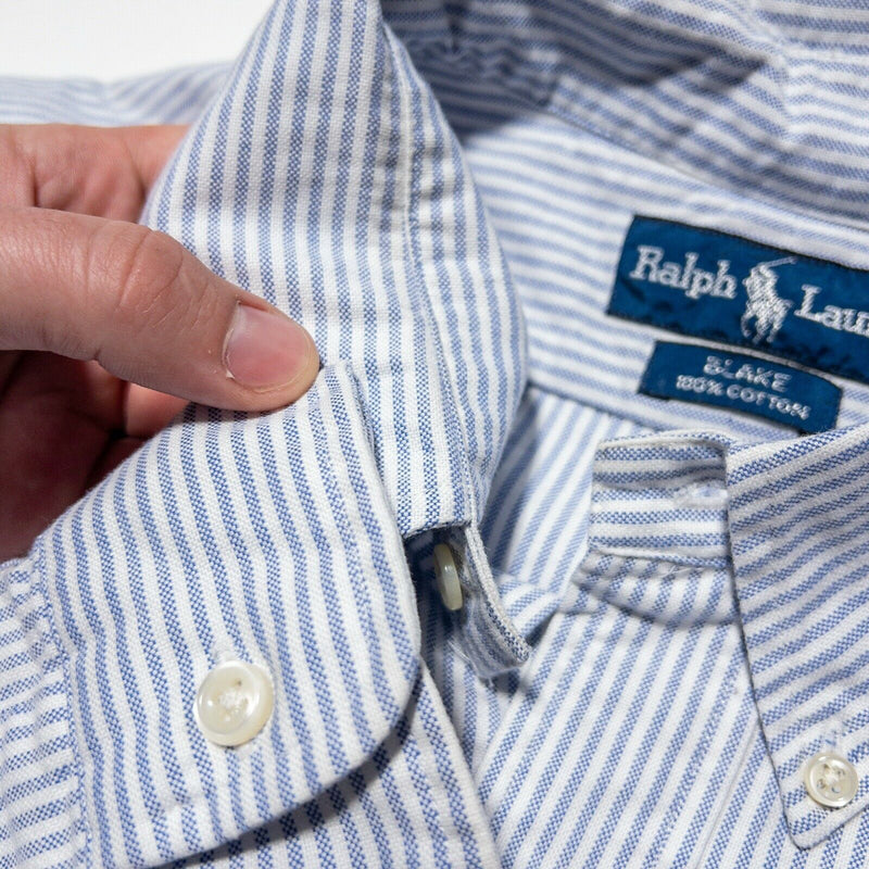 Polo Ralph Lauren Men's Blake Shirt XL White Blue Striped Button-Down Preppy