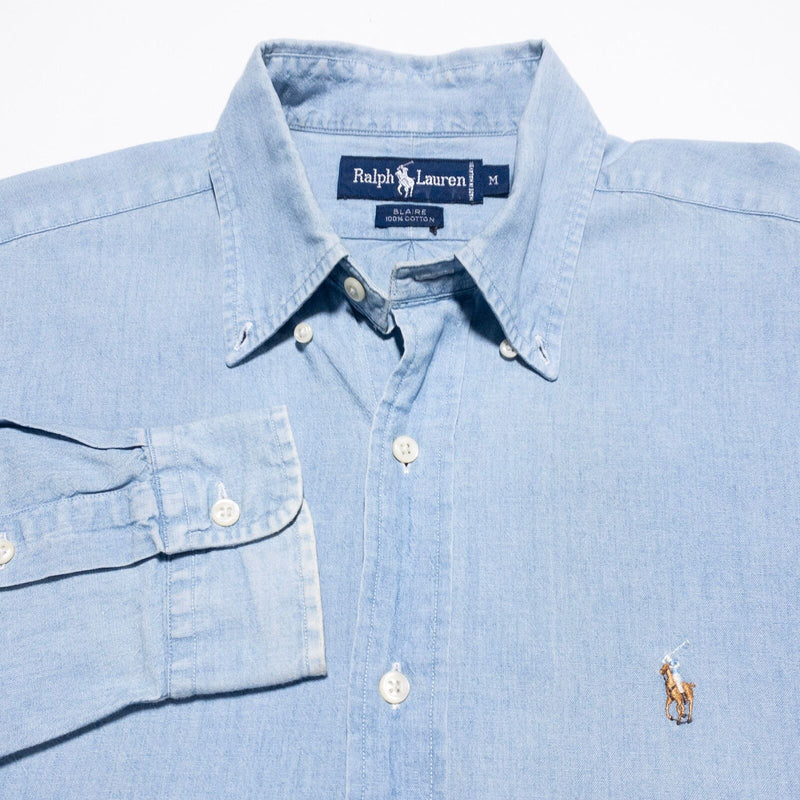 Polo Ralph Lauren Chambray Shirt Men's Medium Blaire Workshirt Button-Down Blue