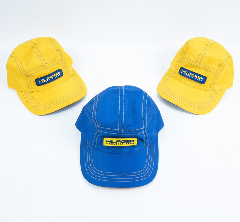 Tommy Hilfiger Athletic Gear Hat Vintage 90s 5-Panel Yellow Blue Strap Lot of 3