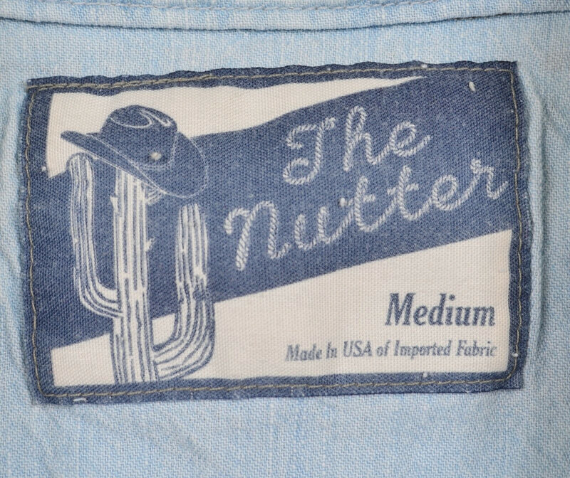 Chubbies The Nutter Men's Sz Medium Pearl Snap Blue Denim Aztec Western Shirt