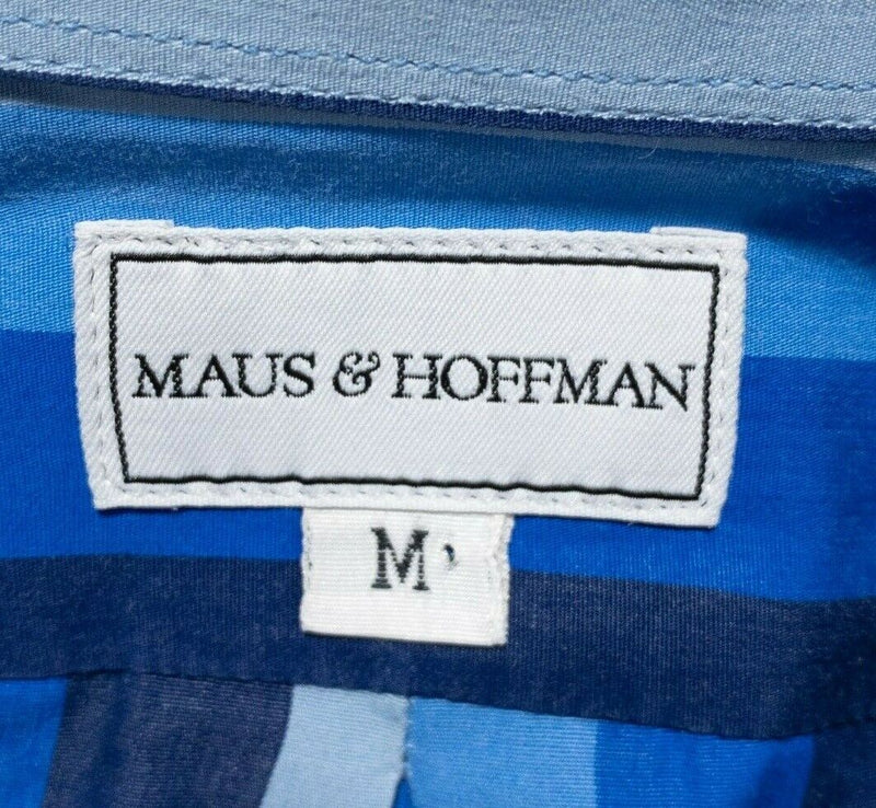 Maus & Hoffman Shirt Men's Medium Blue Striped Vintage Button-Down Long Sleeve