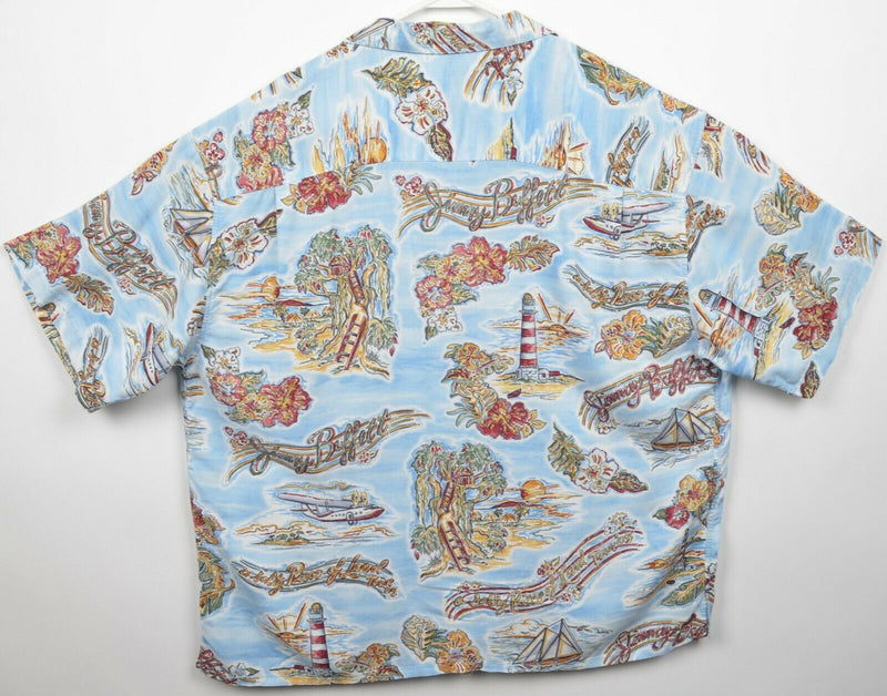 Jimmy Buffett Men's XL Tour Rayon Floral Airplanes Giant Hawaiian Camp Shirt