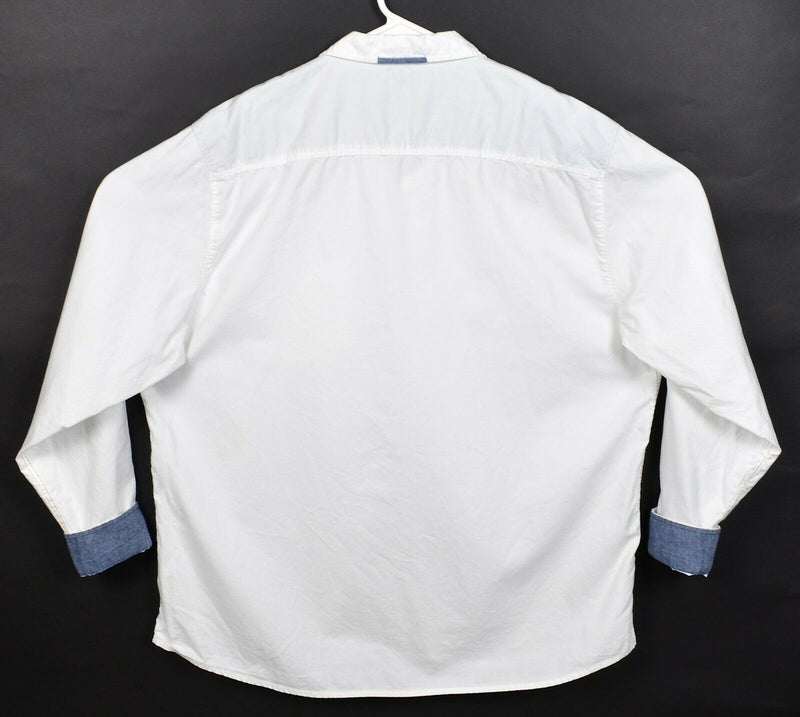 Carbon 2 Cobalt Men's XL Flip Cuff Solid White Long Sleeve Button-Front Shirt