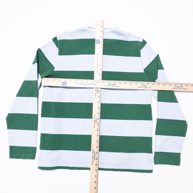 J. Crew Rugby Shirt Women's Large 1984 Rugby Green Striped Long Sleeve G8325