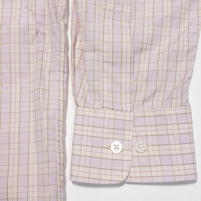 Burberry Men's 17 Vintage 90s Dress Shirt Light Pink Plaid Long Sleeve USA