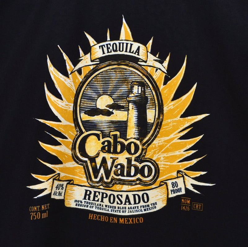 Cabo Wabo Men's 2XL Tequila Bottle Black Polyester Hawaiian Aloha Camp Shirt