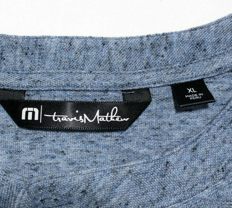 Travis Mathew Henley Long Sleeve T-Shirt Blue Speckled Modal Casual Men's XL