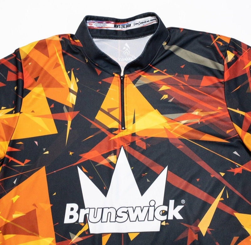 Coolwick Bowling Jersey 2XL Men's Brunswick Crown Orange Geometric 1/4 Zip