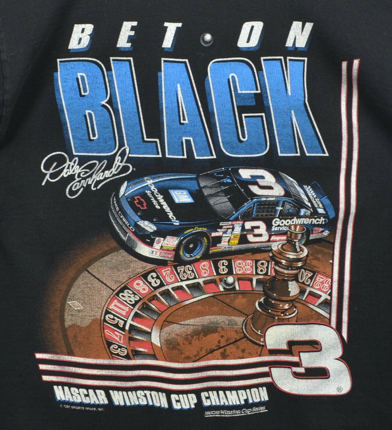 Vtg 1997 Dale Earnhardt Men's Sz Large Bet on Black Roulette NASCAR T-Shirt