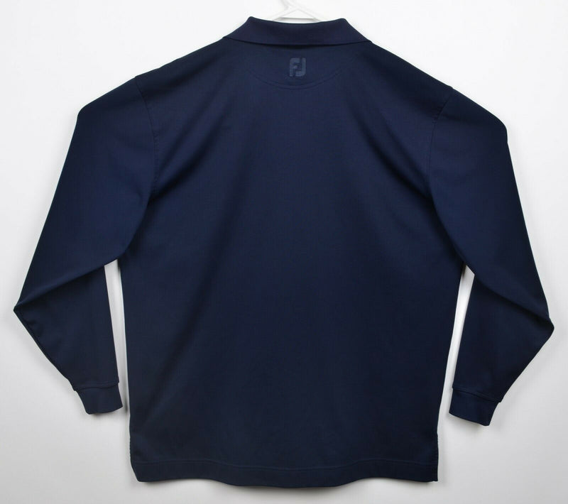 FootJoy Men's Large Solid Navy Blue FJ Golf Wicking Long Sleeve Polo Shirt