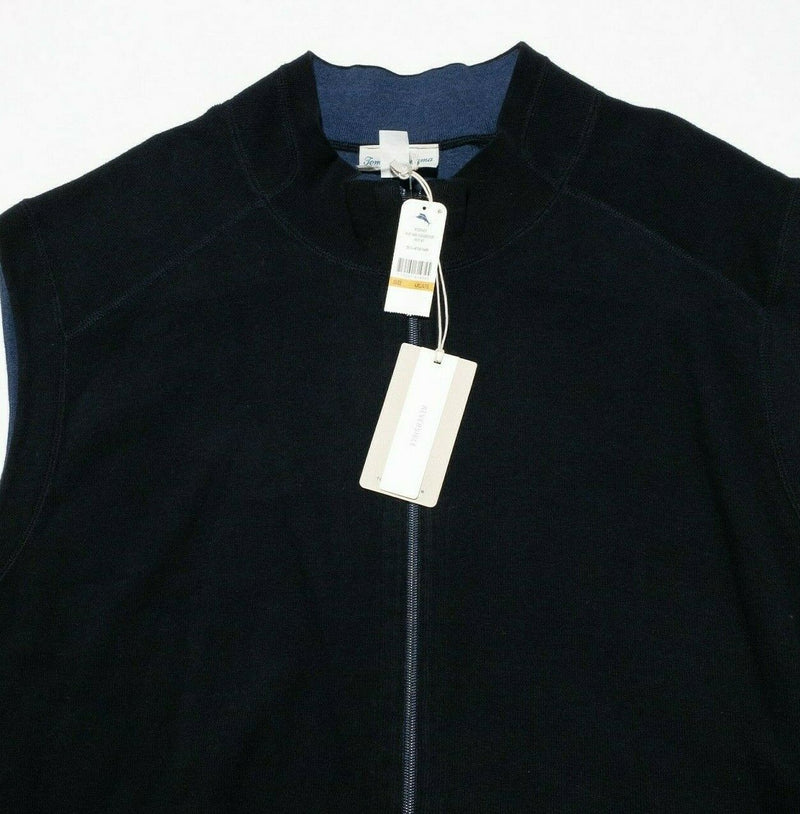 Tommy Bahama Reversible Flip Side Classic Full Zip Vest Blue Black Men's 4XL