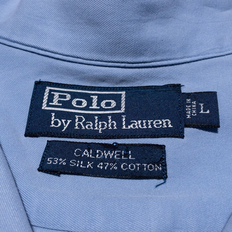 Polo Ralph Lauren Silk Loop Collar Shirt Men's Large Vintage 90s Caldwell Camp