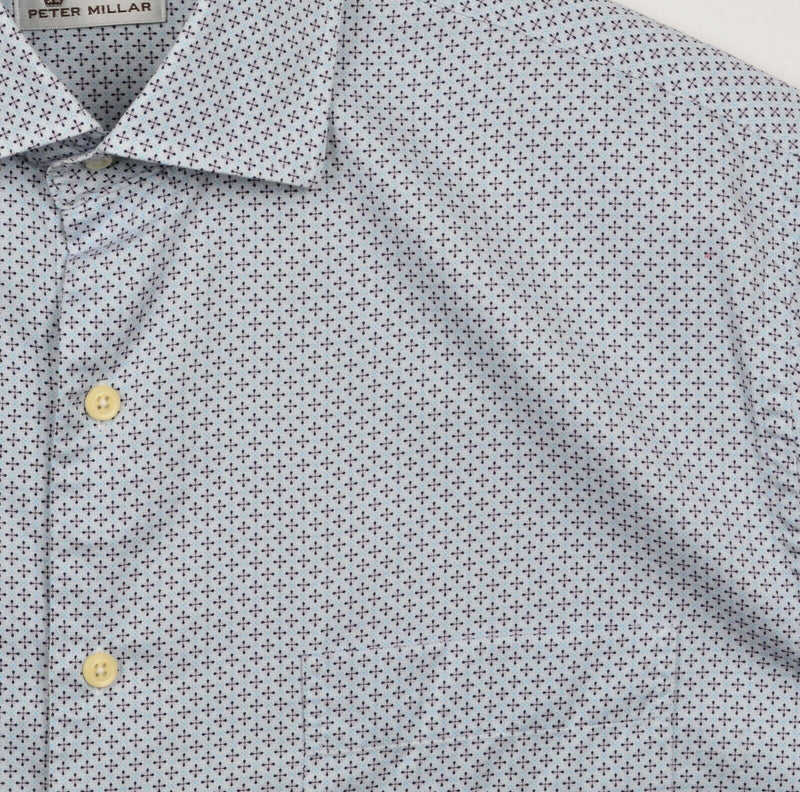 Peter Millar Men's Large Geometric Spread Collar Long Sleeve Button-Front Shirt