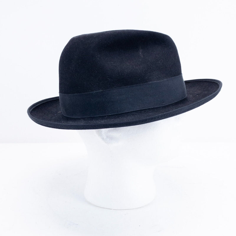 Akubra Bogart Fedora Hat Men's 60 Dark Navy Blue/Black Australia Fur Felt